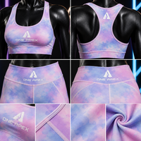 Ensemble de yoga tie-dye pour femmes : soutien-gorge de sport et leggings taille haute – Tenue de fitness et d'entraînement personnalisable avec logo