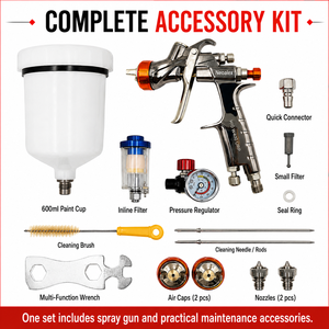 Kit de Pistola de Pulverización por Gravedad Neoalex W400 HVLP con Vaso de 600 ml, Juego de Pistola de Pintura Automotriz Profesional para Repintado de Automóviles y Barnizado - Product Image 2