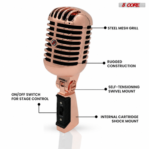 Micrófono Vocal Dinámico Retro de 5 Núcleos, Estilo Vintage, Clásico, Cardioide, Unidireccional - Product Image 3