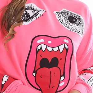 Sweat à capuche personnalisé pour femme OEM DTG, en polyester/coton, imprimé graphique décontracté, à manches longues, pull-over tendance, streetwear - Product Image 4