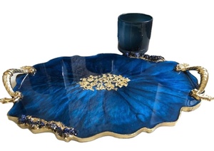 Bandeja para servir epoxi de resina hecha a mano, elementos esenciales de cocina únicos para el hogar, restaurante, Hotel, servicio decorativo Tr - Product Image 2