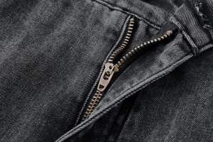 Jeans en denim premium pour hommes, coupe slim déchirée, bleu vieilli, style vintage, streetwear de créateur, mode en gros - Product Image 5