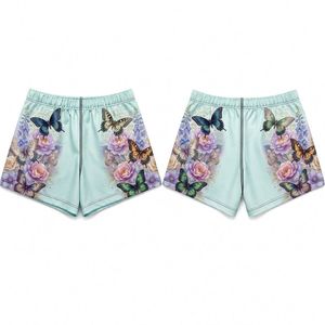 Shorts de sport pour femmes, coupe sublimée, motif floral néo-tribal, protection UV, haute élasticité, streetwear, fitness - Product Image 4