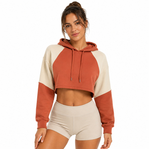 100% Cotton Fleece Women <b>Hoodies</b> Sweatshirt Cropped Black Stylish <b>Workout</b> Gym Crop Top <b>Hoodies</b> Stylish With Custom logo OEM - Product Image 3