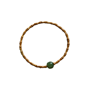 Bamboo Design Crystal and Rhinestone <b>Beaded</b> <b>Bracelet</b> Romantic Green Gemstone Jewelry - Product Image 1