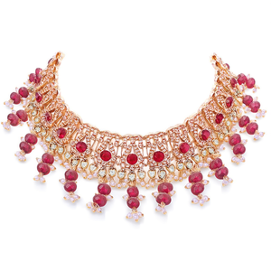 Collier ras-de-cou en or 18 carats plaqué or avec diamants, perles et breloques - pour les occasions de fête - Product Image 2