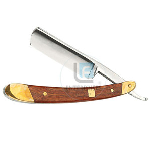 Low MOQ Best Selling Premium Quality Stainless Steel Wood Handle Reusable Durable <b>Straight</b> Shaving <b>Razors</b> Wholesale - Product Image 2