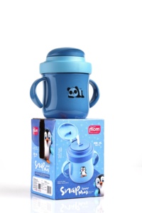 Anax Mini Cartoon Toddler Sipper Mug PP Silicon <b>Straw</b> with Dual Handle Flip <b>Lid</b> 350 mL Outdoor Use Custom Logo for Kids Drinking - Product Image 2