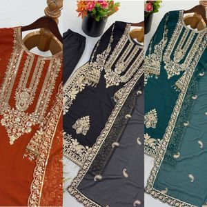 Conjunto de Kurti y Pantalón de Georgette Sintético Premium con Bordado y Dupatta, con Trabajo de Lentejuelas Intenso, Manga Larga, Diseño Étnico para Mujer - Product Image 2