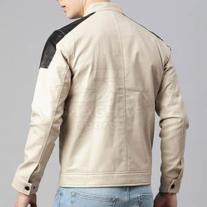 Chaqueta de cuero estilo motero para hombre con paneles en los hombros y mangas largas para moda urbana, chaqueta de invierno para hombre - Product Image 3