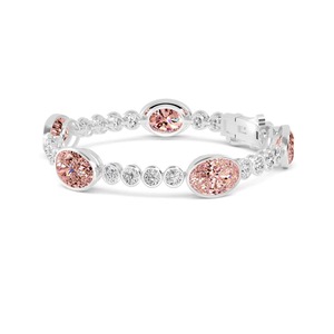 Bracelet station ovale en or rose 9 carats avec diamants roses et ronds de laboratoire, 23,24 CTW - Product Image 5