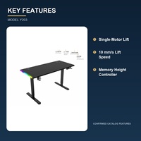 Bureau de jeu électrique modulaire moderne RGB avec réglage de la hauteur, verrouillage par minuterie et mémoire préréglée pour la maison, le bureau et l'e-sport