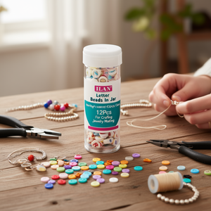 Perline a forma di lettera in barattolo, 12 pezzi, colori assortiti per la creazione di gioielli fai da te - Product Image 2