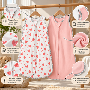 Gigoteuse pour bébé 100% coton, sac de couchage pour nouveau-né |   Couverture douce et respirante pour bébé |   Vêtements de nuit confortables pour l'hiver - Product Image 2