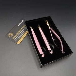 Pinzas para Cejas de Acero Inoxidable de Calidad Profesional, Color Rosa Bebé y Dorado, con Logotipo Personalizado, Punta Inclinada y Forma de Corazón, Tijeras para Cejas con Resorte - Product Image 3