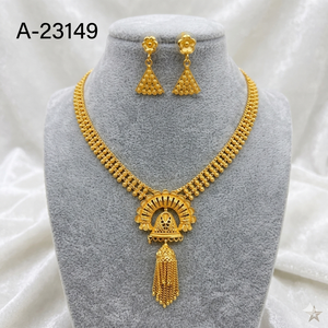 MOLL JEWELLERS 24K Gold Plated Vintage Women's Jewelry <b>Set</b> Alloy Necklace Earrings <b>Crystal</b> & Rhinestone Third Party Certified - Product Image 2