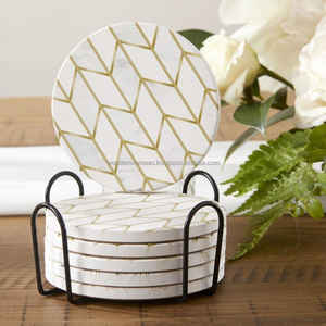 WONDEROVERSEAS Sous-verres en noyer de meilleure qualité Sous-verres classiques en MDF et autocollant Mina Sous-verres gratuits - Product Image 3