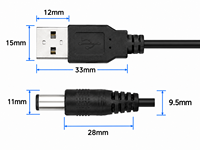 Bestseller Premium USB-A zu DC Stromkabel Universelles 5,5*2,5mm Buchse Ladekabel für Lautsprecher Ventilator Monitor Kabelbaum