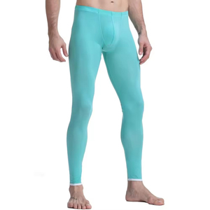 Leggings de compression pour hommes, mi-longs, unis, pour l'entraînement, la course, la gym, couche de base, pantalon de sport, haute élasticité, séchage rapide - Product Image 2