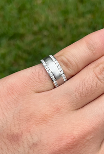 Stainless Steel Eternity Band <b>Ring</b> with Cubic-Zirconia Pave Setting <b>for</b> Wedding Unisex Jewelry in Classic Style - Product Image 4
