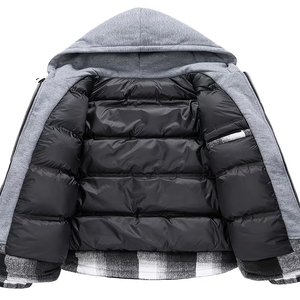 Veste en flanelle décontractée à capuche boutonnée coupe classique anti-plis, vêtement de luxe tendance – Grande Vente - Product Image 2