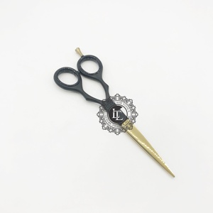 Tijera para extensiones de cabello de calidad superior al mejor precio, material de acero con recubrimiento en polvo mate negro con plasma dorado, Etiqueta Privada - Product Image 3