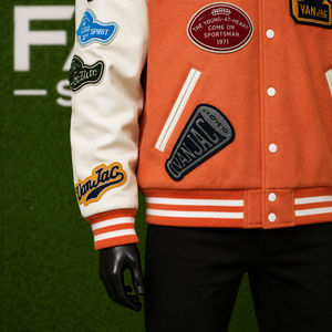 Veste universitaire brodée personnalisée unisexe, style streetwear, patchwork, bomber vintage, uniforme de baseball, manteau en gros - Product Image 6