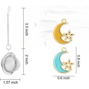 2 Pezzi Infusore per Tè in Acciaio Inox a Rete, 2.1 Pollici, con Pendente Luna e Stella, Filtro e Diffusore per Infusione del Tè - Product Image 1
