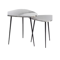 Ensemble de tables d'appoint gigognes en aluminium de luxe, forme organique moderne |   Tables d'appoint avec pieds en métal pour la décoration du salon