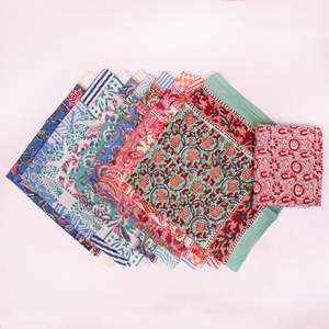 Traditional Block Printed Floral Cotton Square Bandana Lightweight Breathable <b>Tie</b> <b>Back</b> Eco-Friendly Non-Woven Fabric Hair Neck - Product Image 4