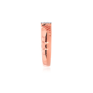 Bague en diamant à flux parallèle Chic Diamond Ring Rose Lattice, en or rose 14 carats, bague en diamant en or rose 14 carats poli - Product Image 3