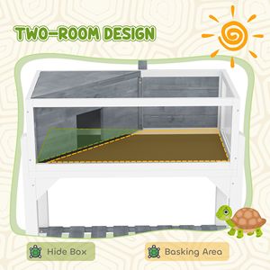 Terrario de Madera Gris para Tortugas con Estante de Almacenamiento, Tapa Abrible, Soporte para Lámpara, Ventanas Transparentes, Suministros para Reptiles y Anfibios - Product Image 5