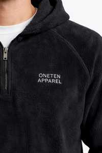 Men's Black Half Zip Hoodie Raglan Sleeve <b>Fleece</b> <b>Sweatshirt</b> Casual Oversized Fit Pullover Silk Screen Printing <b>Lined</b> Heavyweight - Product Image 6