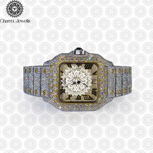 Charm Jewells Luxury Women's Square Stainless Steel <b>Watch</b> <b>Diamond</b> Encrusted Sapphire Crystal Analog Quartz Movement - Product Image 1