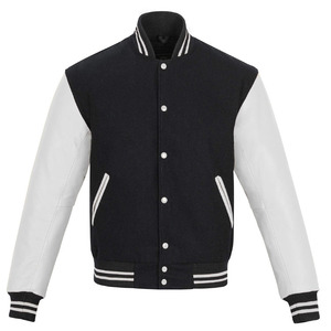 New Arrival Black White Color Personalized Lettermen Geometric Varsity Jackets <b>Top</b> Selling Durable Stand Winter 100% Wool Hooded - Product Image 1