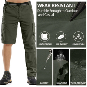 Pantalones Cargo Verde Oliva para Hombre, Estilo Workwear, Frente Plano, Múltiples Bolsillos, Cintura Elástica - Product Image 4