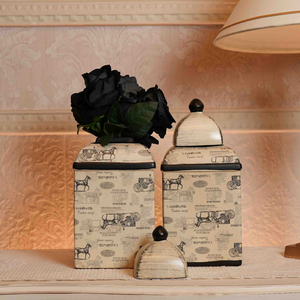 Leaf Ginger Jar Decorative Jar Metal Rectangular <b>Vase</b> with Black <b>Roses</b> Shabby Chic Floral Display Jar - Product Image 3