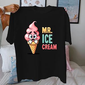 MR ICE CREAM Tshirt pour femme en pur coton coupe confortable - Product Image 2