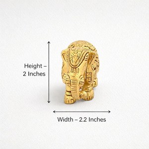 SHUBHAM Handmade Brass <b>Elephant</b> Figurine Gold Plated Mini Maharaja Animal Sculpture for Car Dashboard Home <b>Decor</b> Gift - Product Image 4