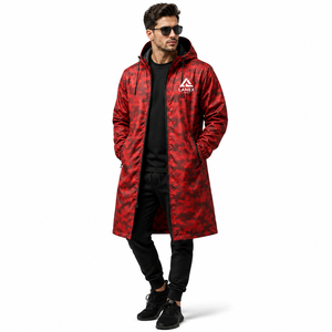 Custom Red <b>Camo</b> Long Hooded <b>Waterproof</b> Rain <b>Jacket</b> Windproof Breathable Outdoor Raincoat for Men & Women Hiking Fishing Camping - Product Image 2