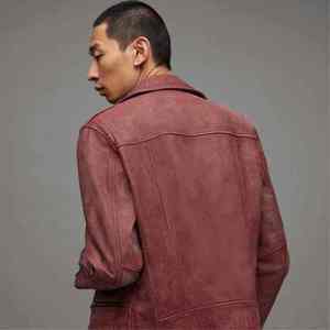 Custom Men Vintage Burgundy Genuine <b>Leather</b> <b>Biker</b> <b>Jacket</b> Wholesale OEM Slim Fit Motorcycle Outerwear Zipper Coat - Product Image 3