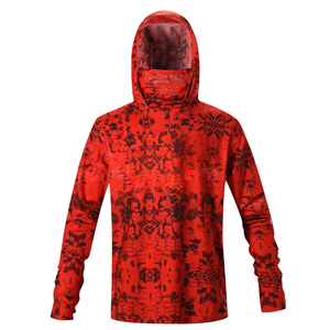 Sweat à capuche de pêche pour homme, rouge, imprimé par sublimation, manches longues, UPF 50, anti-UV, respirant, écologique - Product Image 1
