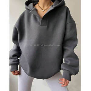 Sweat-shirt oversize tendance pour femmes, en polaire épaisse et chaude avec poche kangourou, streetwear décontracté - Product Image 4