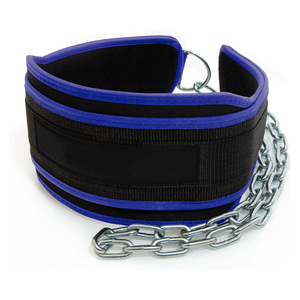 Neoprene Weight Lifting Waist Support <b>Belt</b> With Chain Adjustable For Strength Training Unisex Black Blue - Product Image 2