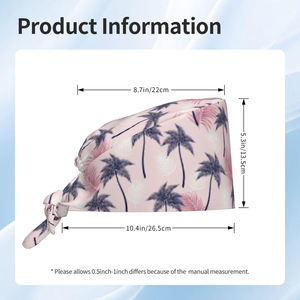 Pink Tropical Palm <b>Scrub</b> <b>Cap</b> – Breathable Summer Print Surgical Headwear for Dental Clinics - Product Image 4