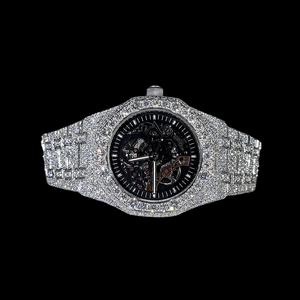 Reloj Automático de Lujo para Hombre, Totalmente Cubierto de Diamantes, Diseño Esqueleto |   Reloj de pulsera de acero con corte de diamante de primera calidad |   Reloj de Moda Hip-Hop Bling - Product Image 5