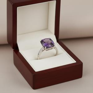 Bague de fiançailles de luxe pour enfant, en améthyste naturelle taille octogonale, double halo, pour mariage et fête, en argent sterling 925, cadeau chrétien pour elle - Product Image 3