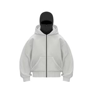 Sweat à capuche balaclava pour homme, style streetwear Y2K, décontracté, en coton imprimé, avec fermeture éclair intégrale et double capuche tendance - Product Image 2