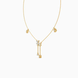 Collier unisexe vintage en or massif 14K plaqué or 18K, avec diamant naturel fantaisie intense taille poire et serti pavé, couleur E - Product Image 5
