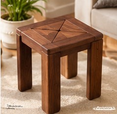 Taburete Cuadrado de Madera, Mesa Auxiliar de Madera Maciza, Asiento Decorativo Minimalista, Decoración para el Hogar, para Sala de Estar y Dormitorio - Product Image 1